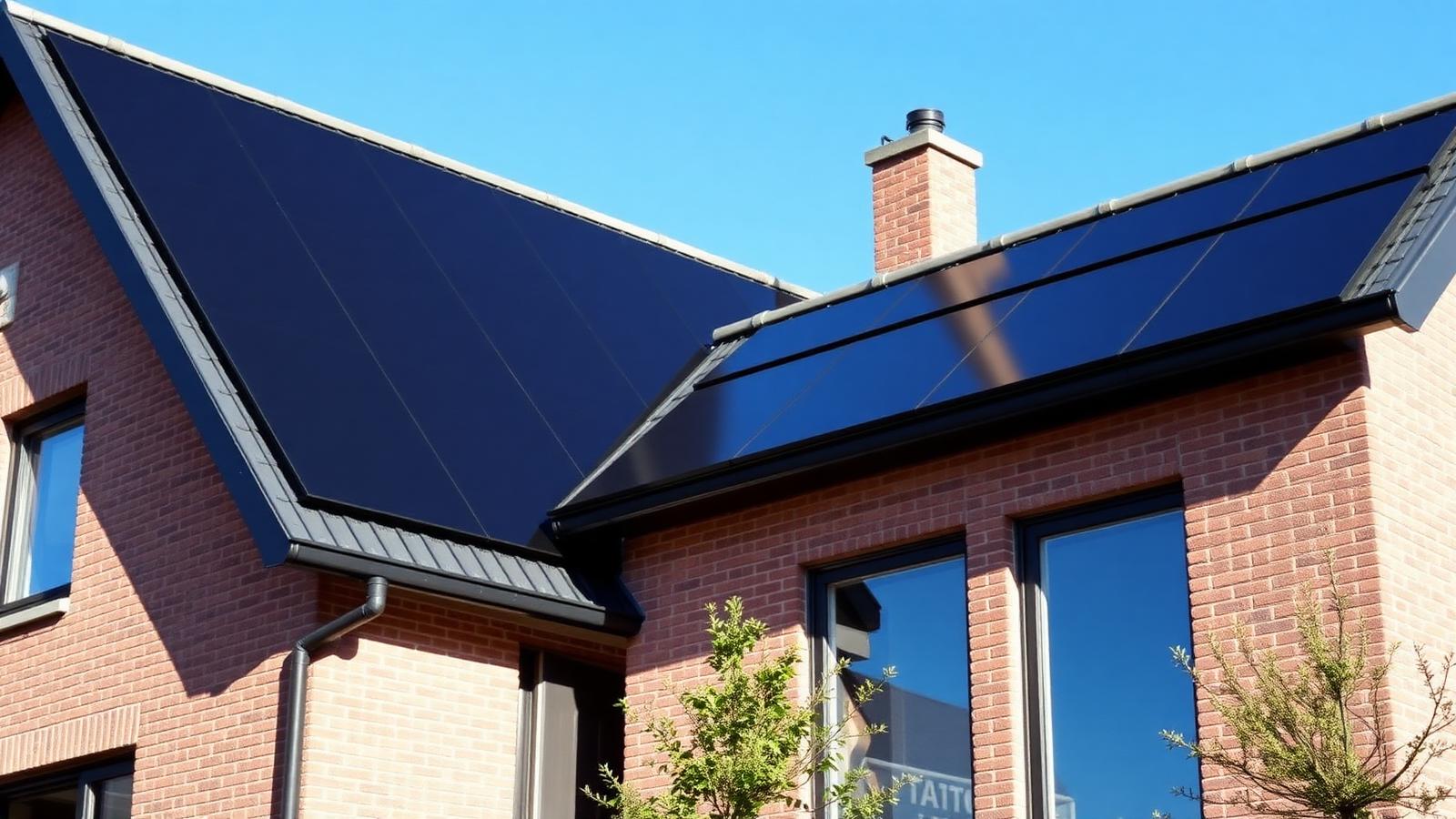 Woning met full-black zonnepanelen op het dak